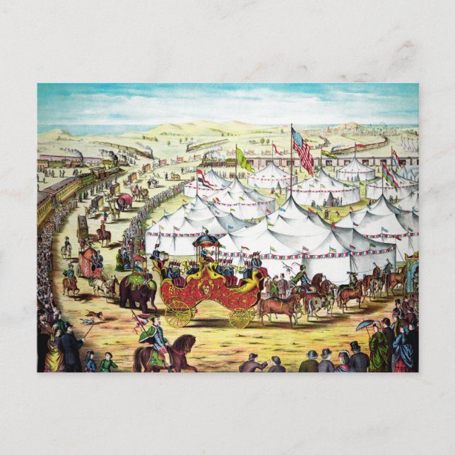Cartão Postal Parada de Circo Vintage (Frente)