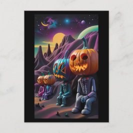 Cartão Postal Parada de descanso Família Jack-o-Lantern