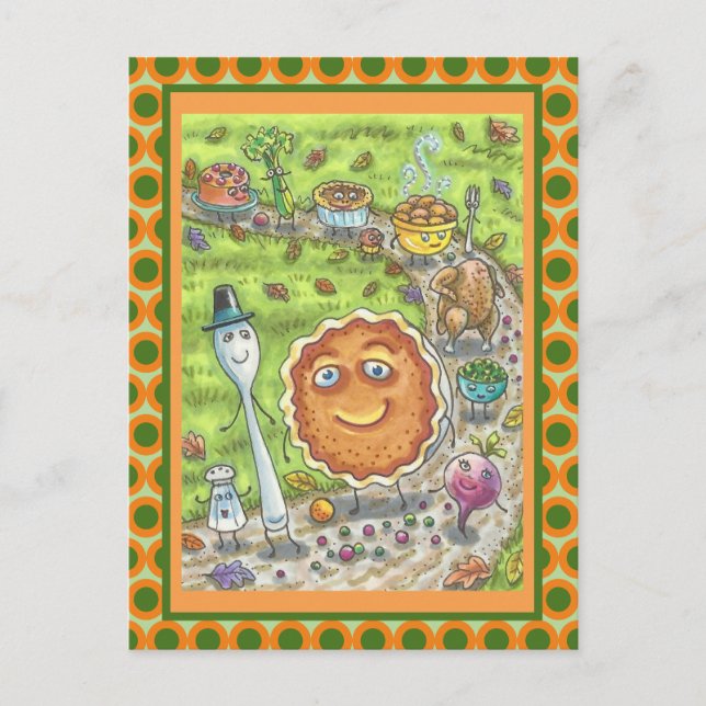 CARTÃO POSTAL PARADA DE PIE DE PUMPKIN, OBRIGADO COM A CELEBRAÇÃ (Frente)