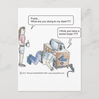 Cartão Postal Parafuso de Cartoon do Computador