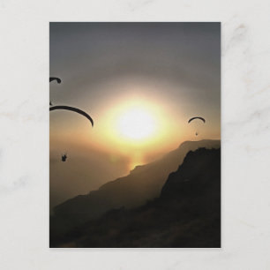 Cartão Postal Paragliders Voando Wanderlust Arte Esportiva Extre