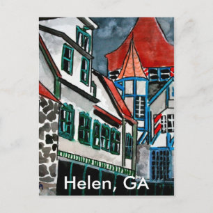 Cartão Postal Paraíso de férias Helen GA cidade alemã arte na
