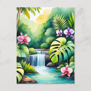 Cartão Postal Paraíso de Orquídeas da Cachoeira da Selva Tropica