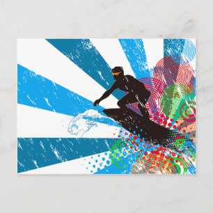 Cartão Postal Paraíso de Surfer Distante