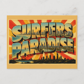 Cartão Postal Paraíso dos Surfistas Queensland Austrália Praia I