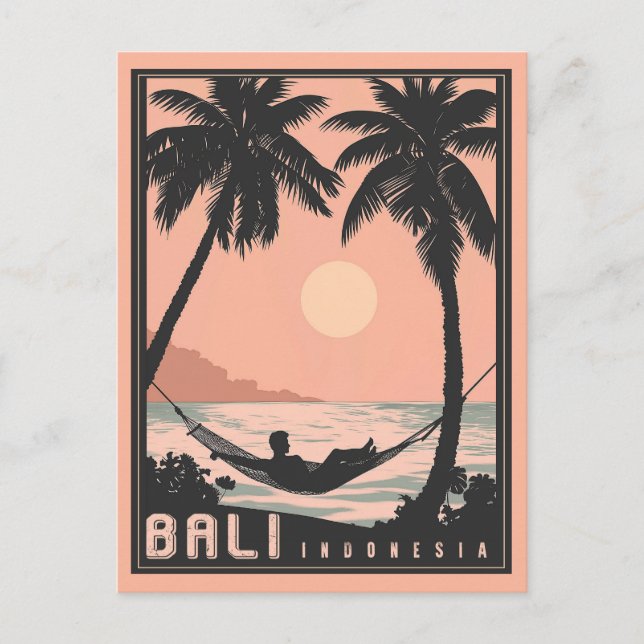 Cartão Postal Paraíso encontrado: Bali no Rosa Vintage (Frente)