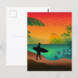 Cartão Postal Paraíso no oceano de Verão
