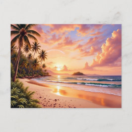 Cartão Postal Paraíso Tropical da Ilha & Arco-íris Vibrante do P