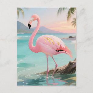 Cartão Postal Paraíso Tropical do Flamingo Rosa