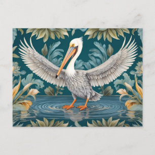 Cartão Postal Paraíso Tropical do Pássaro Pelicano Elegante