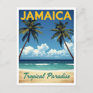 Cartão Postal Paraíso Tropical Jamaicano Viagem de Praia Vintage