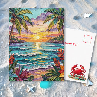 Cartão Postal Paraíso Tropical | Manter Contato à Beira-Mar