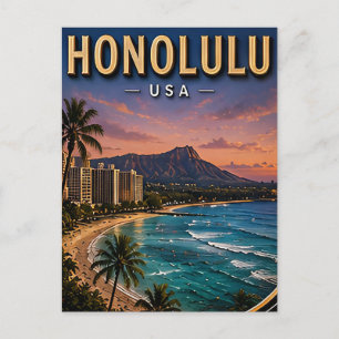 Cartão Postal Paraíso Tropical Praia de Waikiki Honolulu
