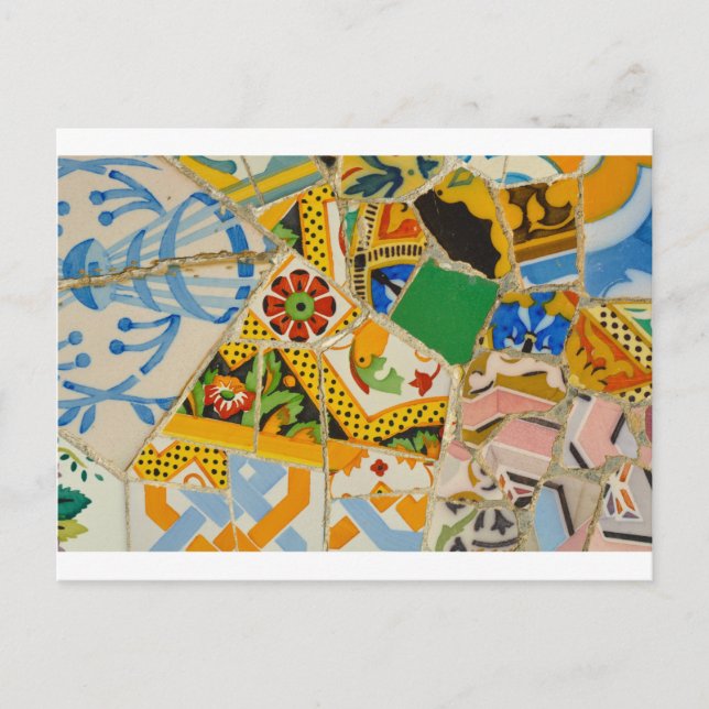 Cartão Postal Parc Guell Yellow Cerâmica Azulejos na Espanha de  (Frente)