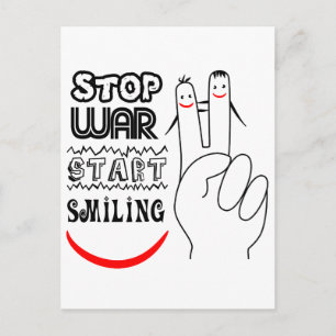 Cartão Postal Pare a Guerra Grande Sorriso Símbolo da Paz com Do