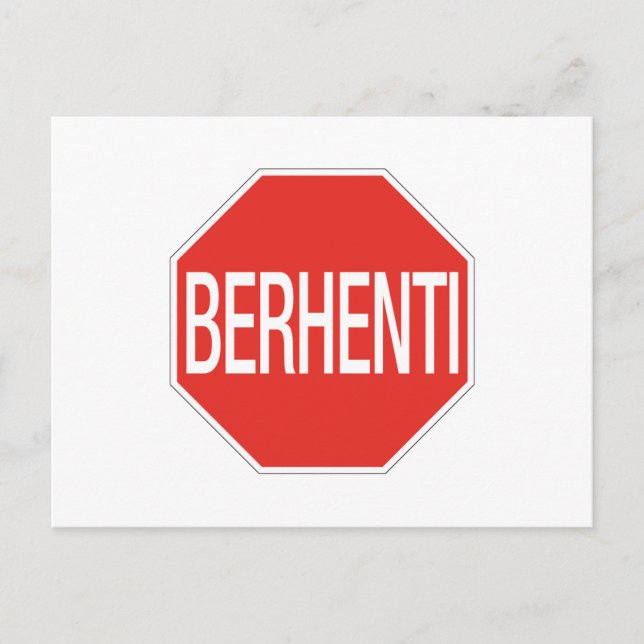 Cartão Postal Pare, Sinal de Tráfego, Malásia (Frente)