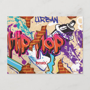 Cartão Postal Parede de Grafite Hip Hop Urbano.