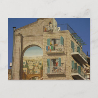Cartão Postal Parede de Panited de uma casa em Jerusalem