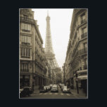 Cartão Postal Paris<br><div class="desc">Imagem de estilo antigo na cena da rua da Torre Eiffel em Paris,  França</div>