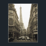 Cartão Postal Paris<br><div class="desc">Imagem de estilo antigo na cena da rua da Torre Eiffel em Paris,  França</div>
