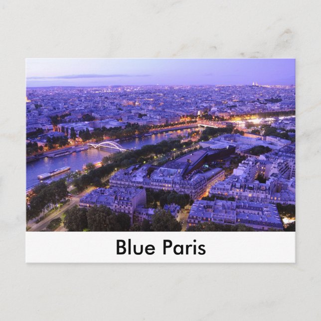 Cartão Postal Paris à noite, rio Sena (Frente)