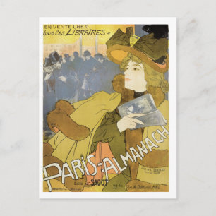 Cartão Postal Paris Almanach, 1894 Vintage Art Nouveau
