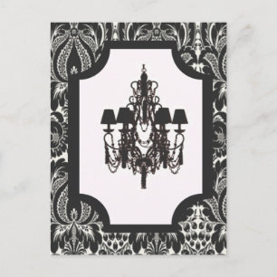 Cartão Postal Paris art deco damask vintage black chandelier