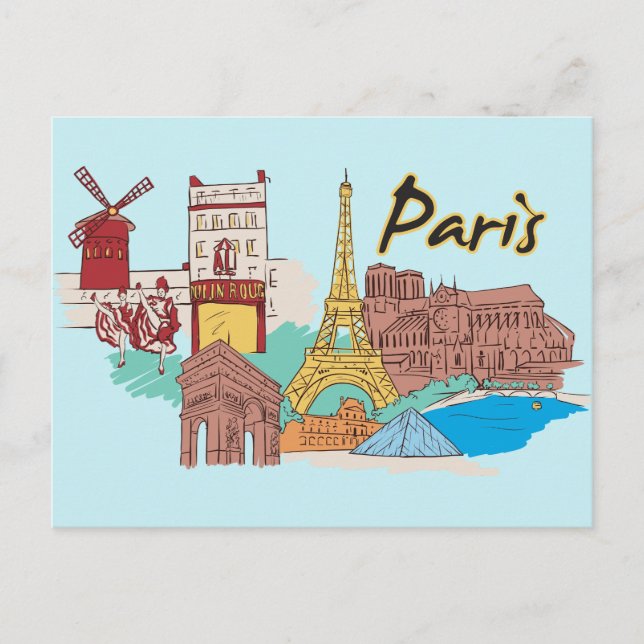 Cartão Postal Paris, Cidade Famosa da França (Frente)