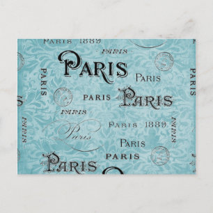 Cartão Postal Paris   Damasco Azul