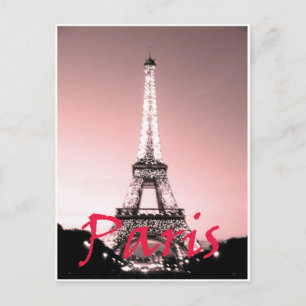 Cartão Postal Paris Eiffel Torre Rosa