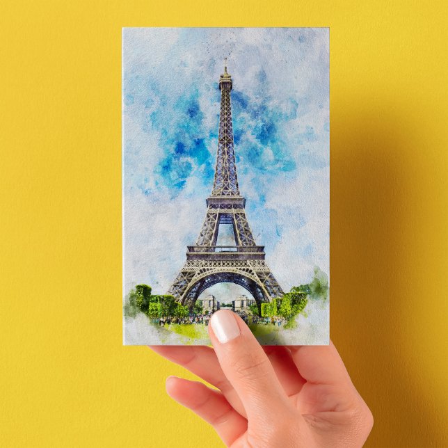 Cartão Postal Paris Eiffel Tower Watercolor #02 (Criador carregado)