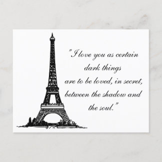 Cartão Postal Paris Eiffel Tower with Love casal text