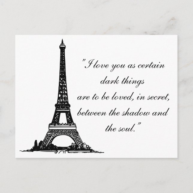 Cartão Postal Paris Eiffel Tower with Love casal text (Frente)