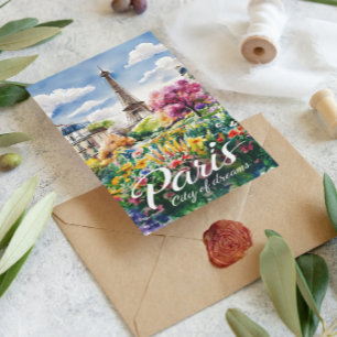 Cartão Postal Paris Em Bloom: Um Sonho De Aquarela