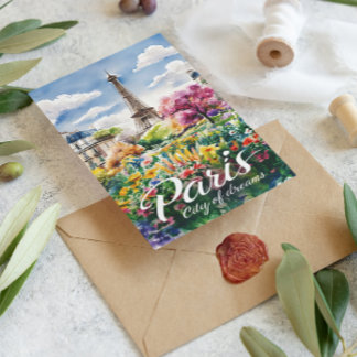 Cartão Postal Paris Em Bloom: Um Sonho De Aquarela