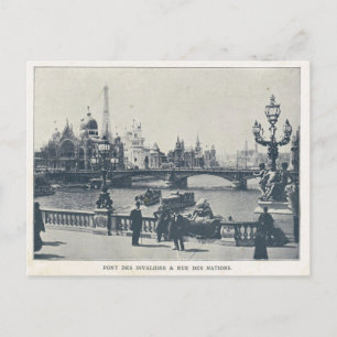 Cartão Postal Paris Expo 1900, Pont des invalides et Rue des nat