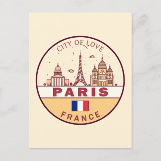 Cartão Postal Paris França City Skyline Emblem