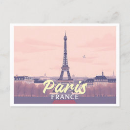 Cartão Postal Paris França Eiffel Tower Pastel Viagem Design