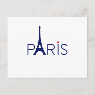 Cartão Postal Paris França Eiffel Tower Text and Heart
