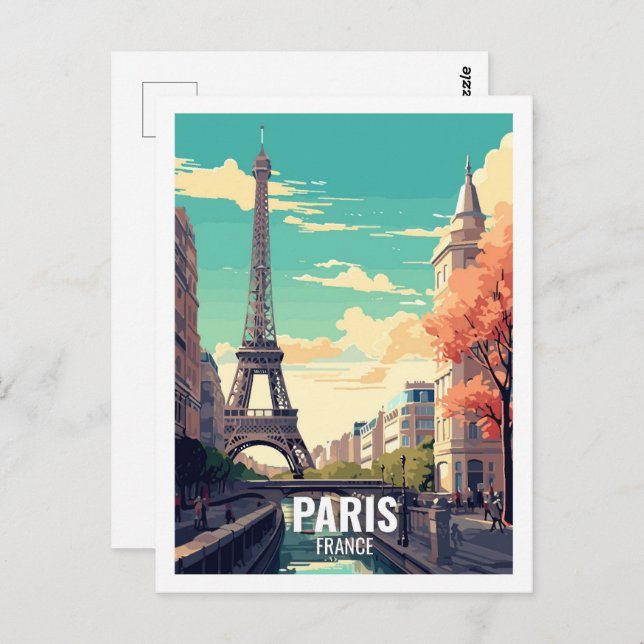 Cartão Postal Paris França Famosos Locais de Viagem (Frente/Verso)