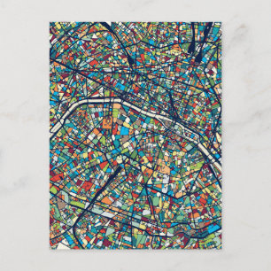 Cartão Postal Paris França   Mapa Colorido