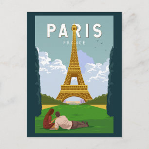 Cartão Postal Paris França Retro Viagem Art Vintage
