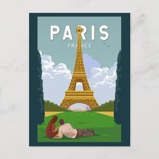 Cartão Postal Paris França Retro Viagem Art Vintage (Frente)