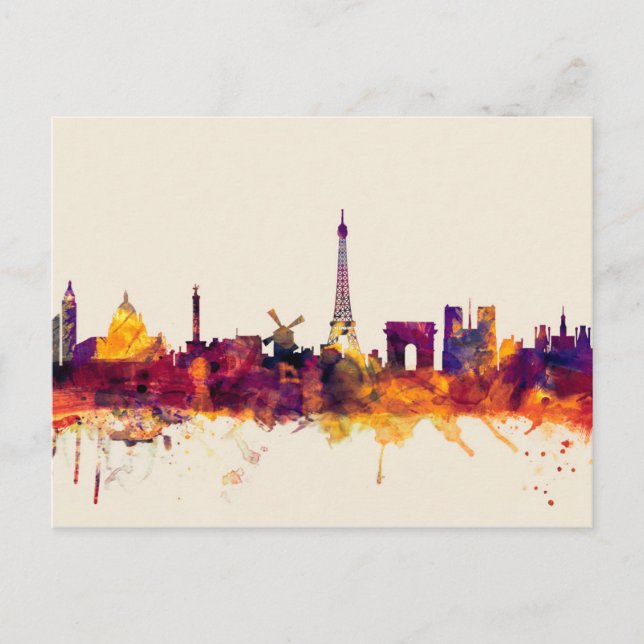 Cartão Postal Paris França Skyline (Frente)