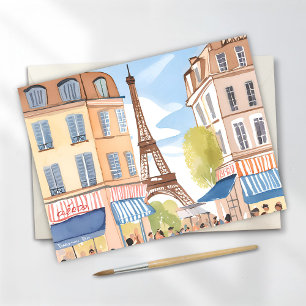 Cartão Postal Paris França Torre Eiffel   Aquarela Viagem