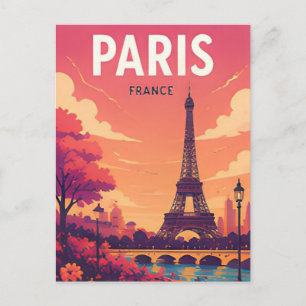 Cartão Postal Paris França Torre Eiffel Vistas da Cidade Românti