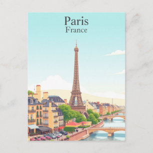 Cartão Postal Paris, França Viagem Antiga Torre Eiffel