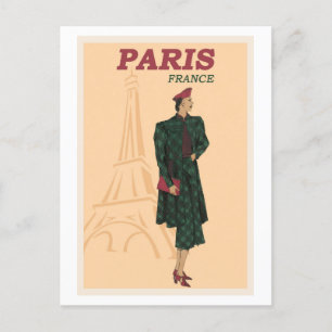 Cartão Postal Paris França Viagem Fashion Retro