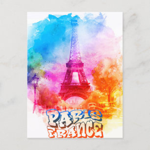 Cartão Postal Paris França Watercolor Painting