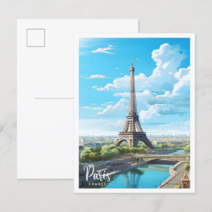 Cartão Postal Paris France Art Viagens vintage